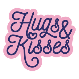 Hugs & kisses lettering design Transparent PNG