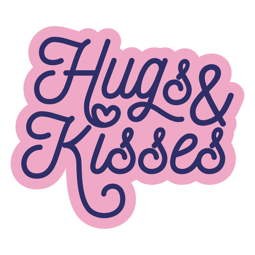 Hugs & kisses lettering design PNG Design