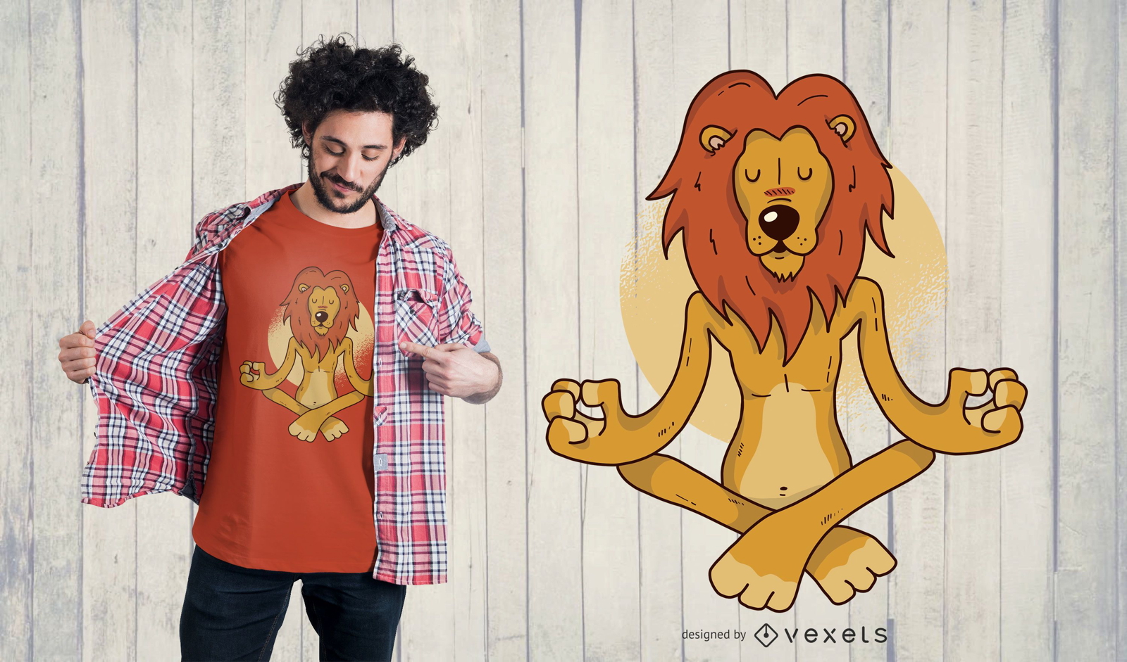 Design de camisetas de leão para ioga
