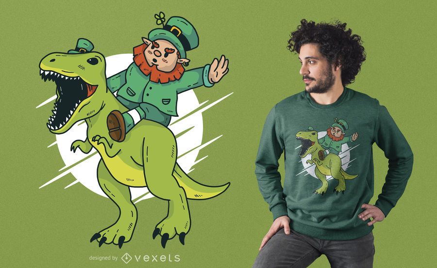 Leprechaun Dino T-Shirt Design Leprechaun Dino T-Shirt Design