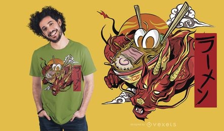 Diseño de camiseta Ramen Dragon