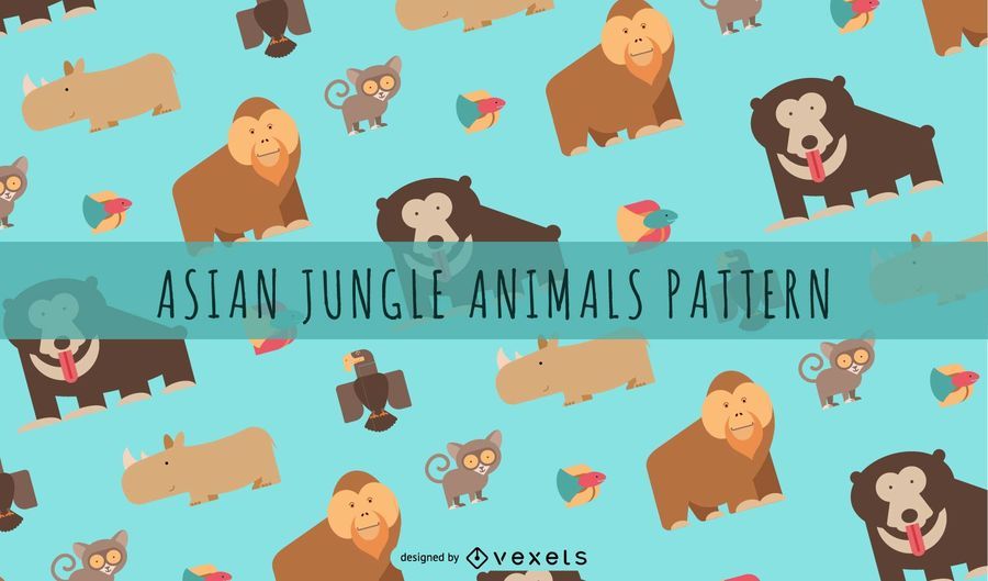 Asian Jungle Animals Pattern Asian Jungle Animals Pattern