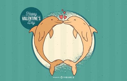 Saludos dulces de San Valentín delfines