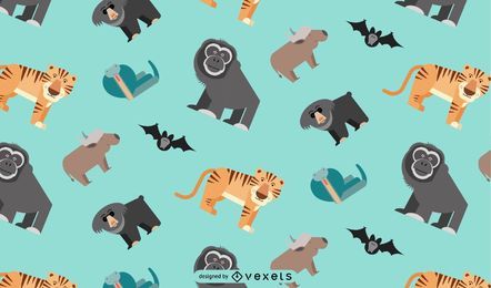 Asian jungle animals pattern design Asian jungle animals pattern design