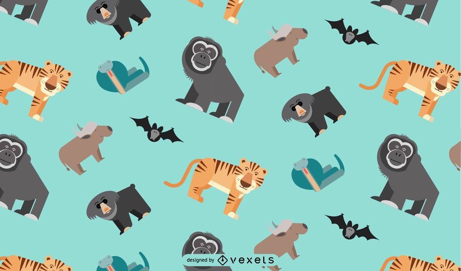 Asian jungle animals pattern design Asian jungle animals pattern design