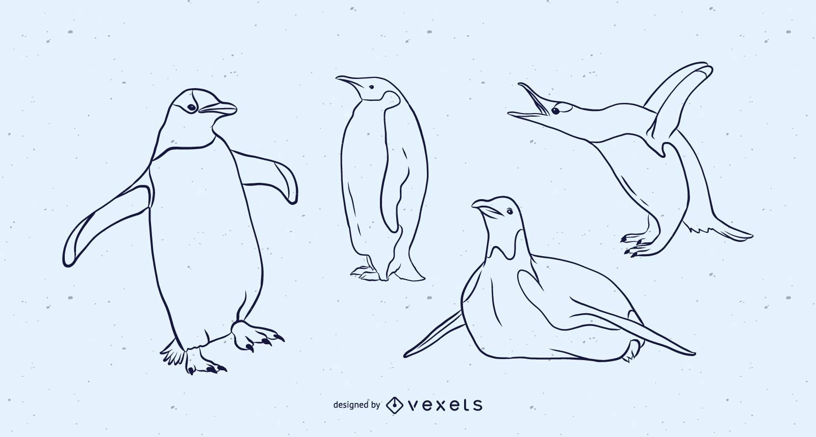Conjunto de vetores de pinguim preto e branco