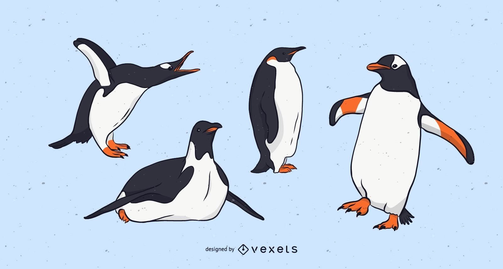 Conjunto de ilustração de pinguim