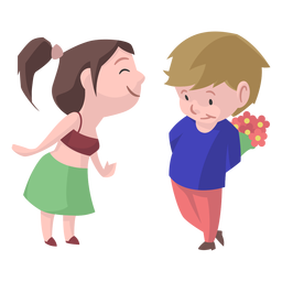 Boy Girl Bouquet Kiss Flat PNG & SVG Design For T-Shirts