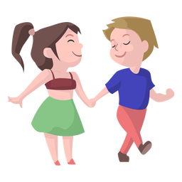 Boy girl friendship walk flat PNG Design