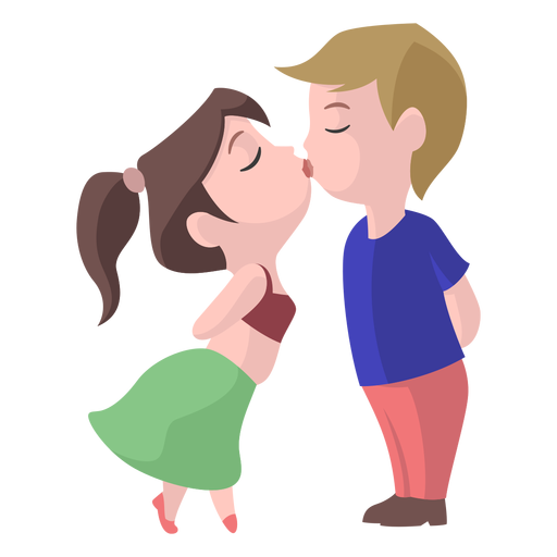 Chico chica beso plano Diseño PNG