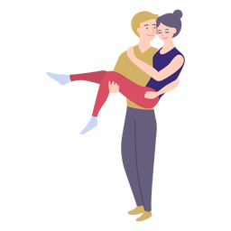 Pareja dama hombre plano Diseño PNG