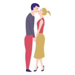Couple lady man kiss flat PNG Design