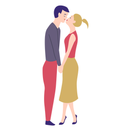 Pareja dama hombre beso plano Diseño PNG