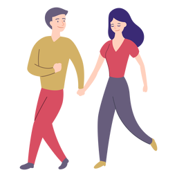 Pareja dama hombre caminar plana Diseño PNG