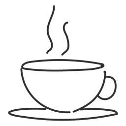 Taza de trazo de doodle de vapor de platillo Diseño PNG