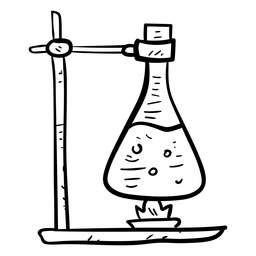 Matraz líquido líquido quemador tubo de fuego boceto de burbuja Diseño PNG