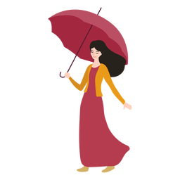 Girl Umbrella Illustration PNG & SVG Design For T-Shirts