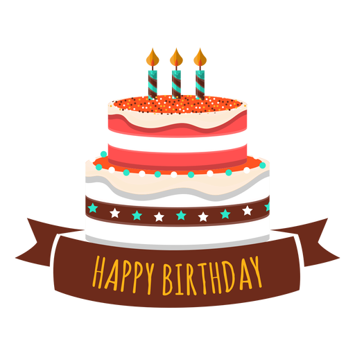 Happy birthday cake candle fire heart sticker PNG Design
