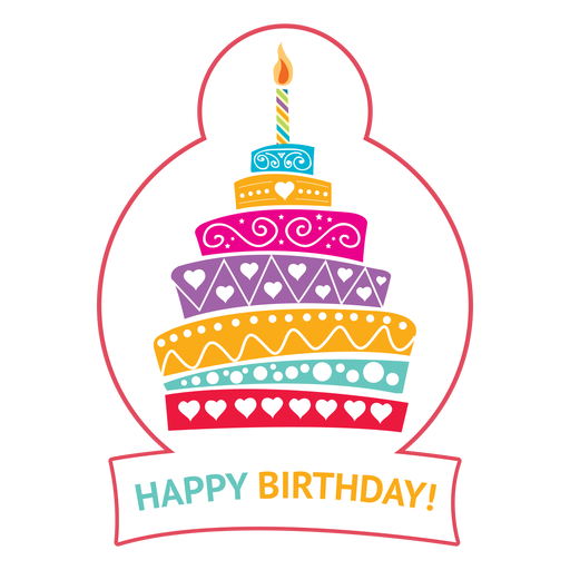Happy birthday cake candle fire illustration PNG Design