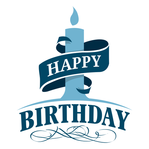 Happy birthday candle ribbon illustration PNG Design