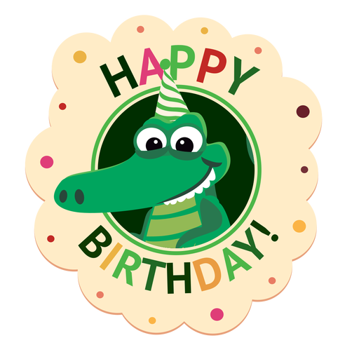 Download Happy birthday crocodile cap badge sticker illustration ...