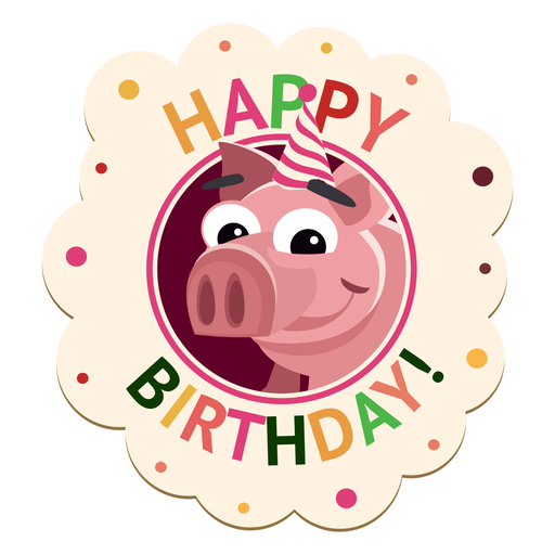 Happy birthday pig badge sticker PNG Design