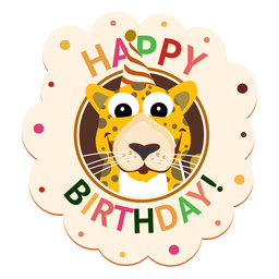 Ilustração de adesivo de boné de leopardo de feliz aniversário Transparent PNG