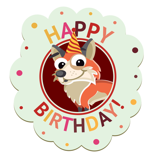 Happy birthday pig cap badge sticker illustration