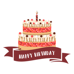 Ilustración de fuego de vela de pastel de cinta de feliz cumpleaños Diseño PNG