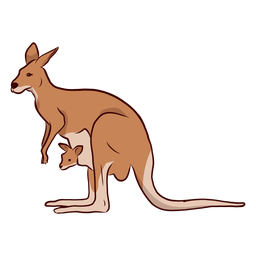 Kangaroo baby kangaroo ear tail leg illustration PNG Design