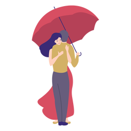 Mulher abraça guarda-chuva plano Desenho PNG