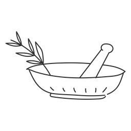 Mortar pestle branch doodle sketch PNG Design