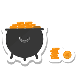 Pot coin gold clover sticker PNG Design