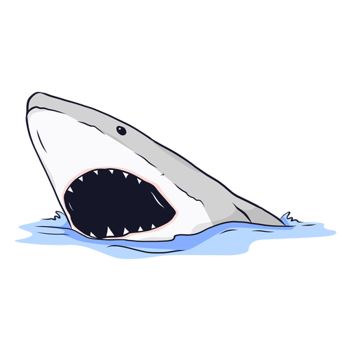 Ilustração do mar com boca de tubarão Desenho PNG