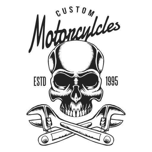 Skull spanner wrench text motocycle badge - Transparent PNG & SVG ...