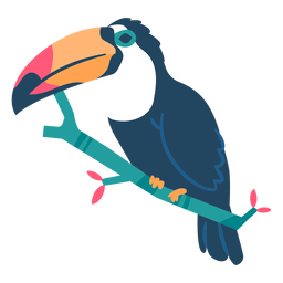 Rama de pico de tucán plana Diseño PNG