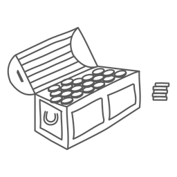 Caja de baúl cofre moneda oro doodle Diseño PNG