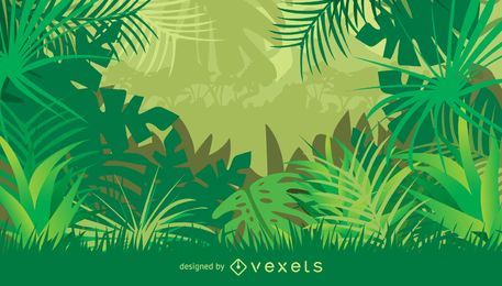 Quadro de selva com plantas e folhas tropicais Quadro de selva com plantas e folhas tropicais