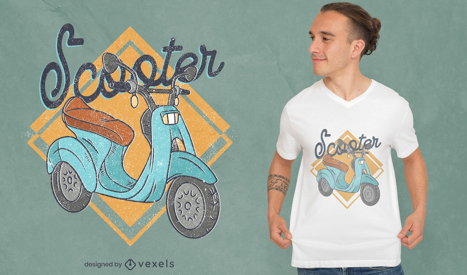 Diseño de camiseta de moto scooter.