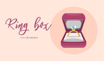 Ilustração da caixa do anel de diamante