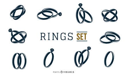 Black and White Rings Set Black and White Rings Set