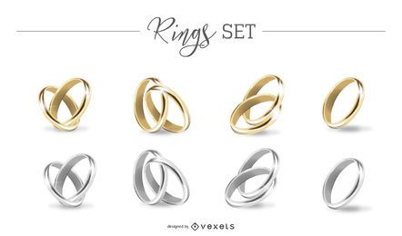 Gold and Silver Rings Set Gold and Silver Rings Set