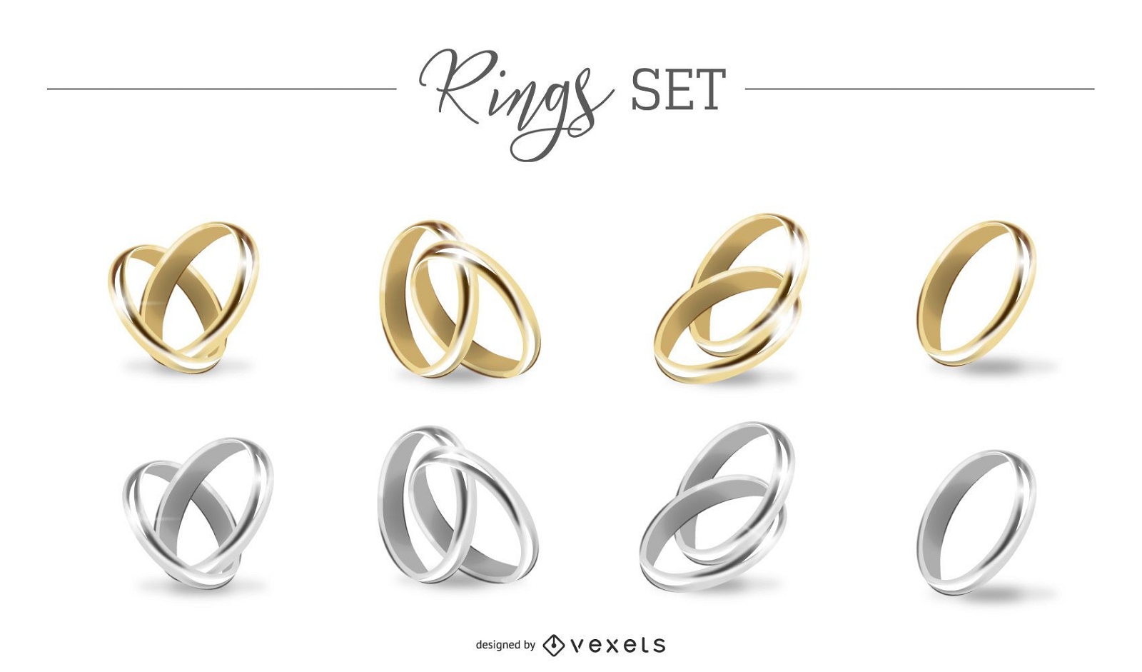Gold and Silver Rings Set