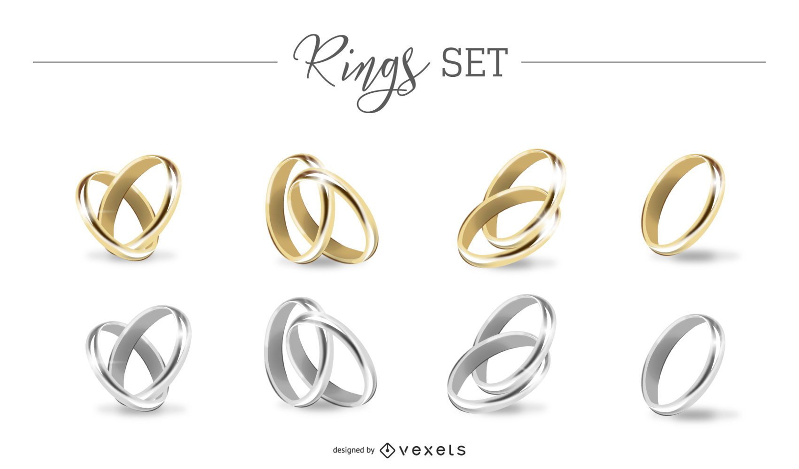 Gold und Silber Ringe Set