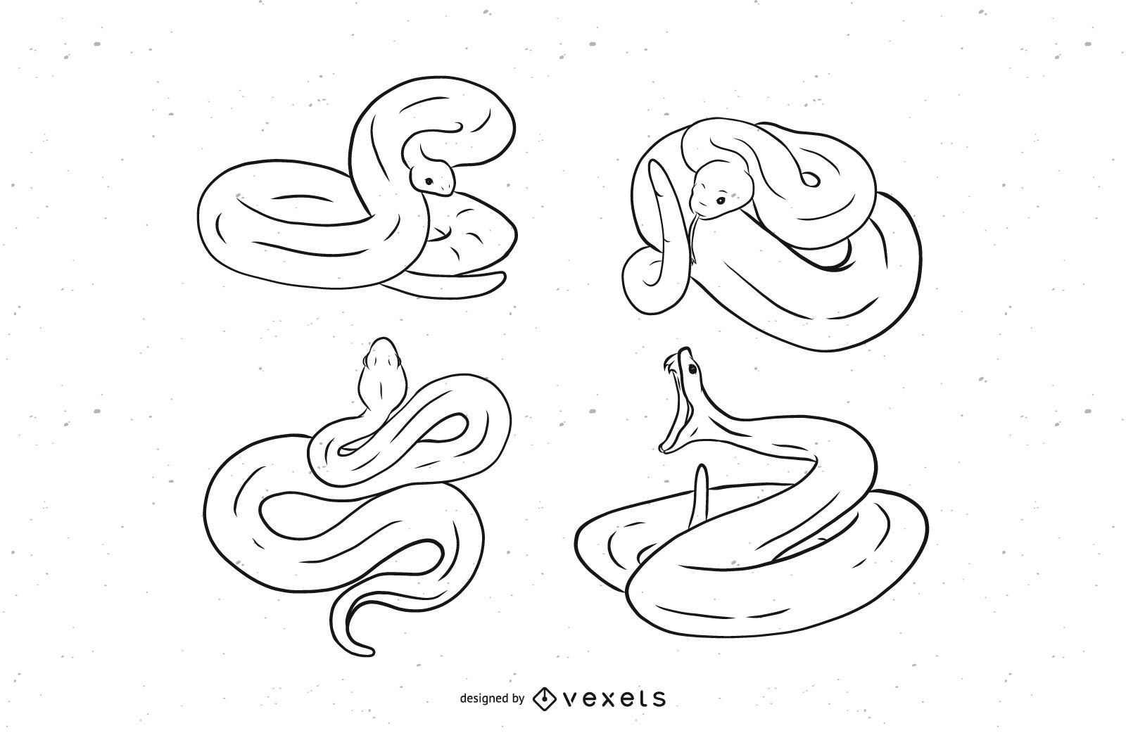 Conjunto de ilustração de traço de cobra