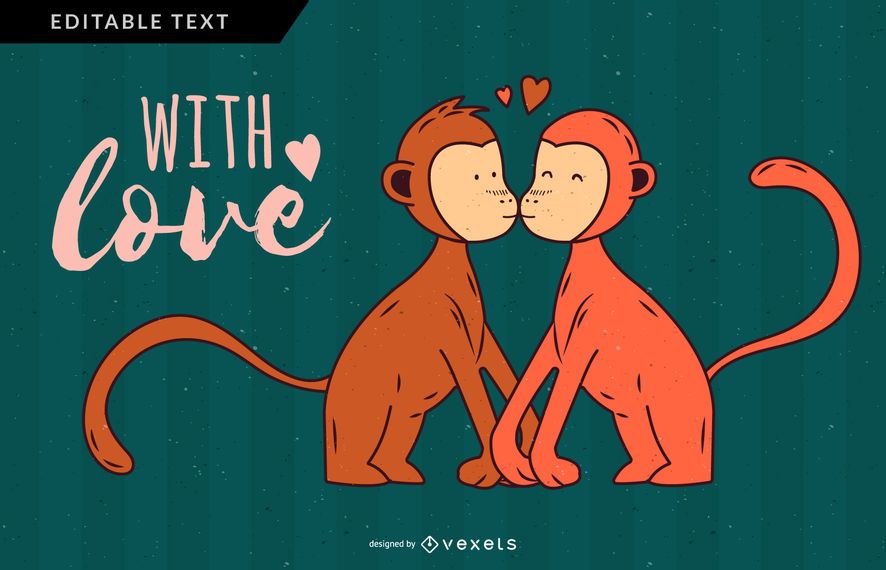 Projeto de ilustração de casal de macaco Projeto de ilustração de casal de macaco