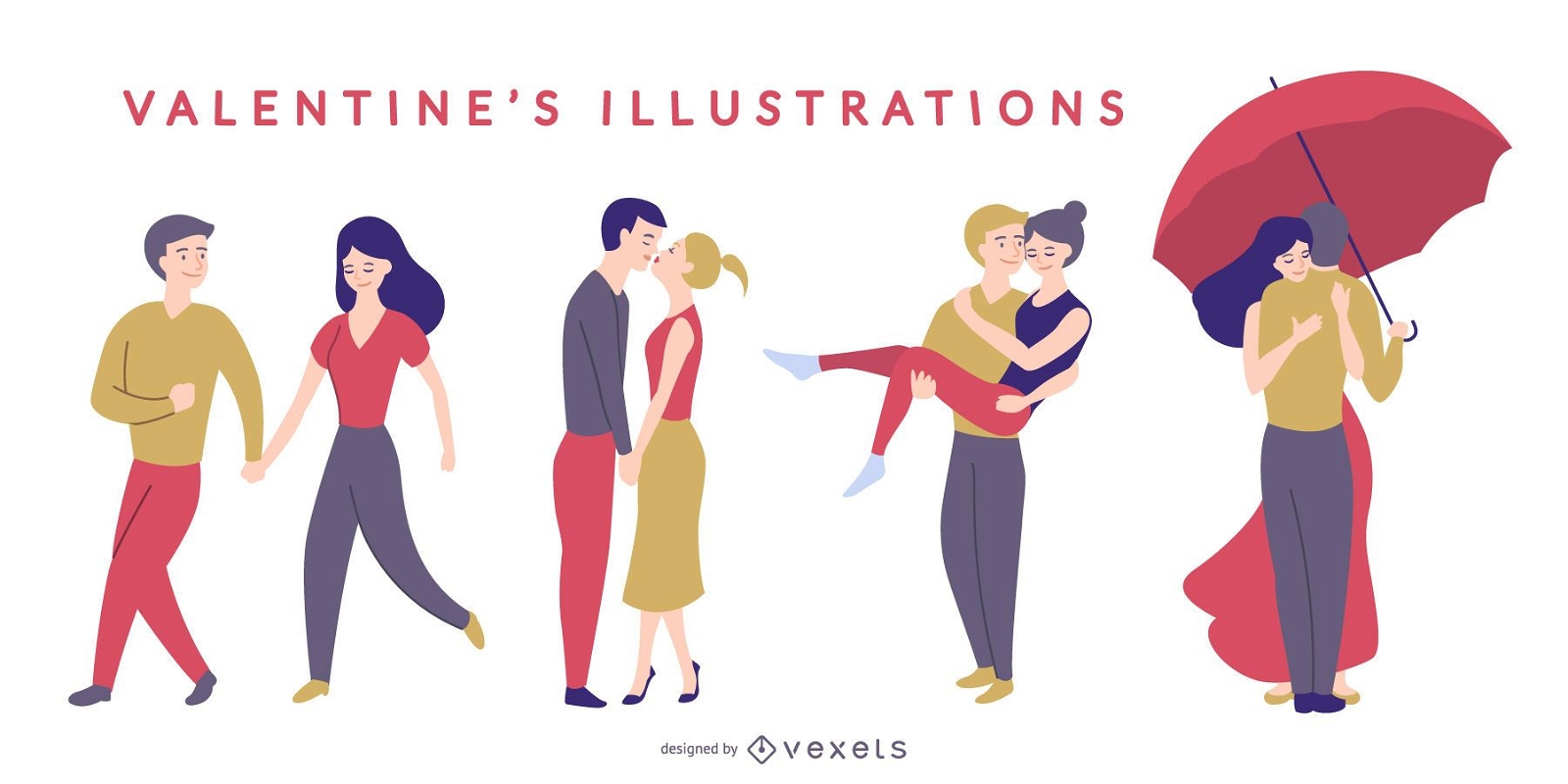 Valentinstag Paar Illustration Set