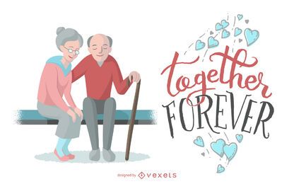 Juntos por siempre pareja ilustración Juntos por siempre pareja ilustración