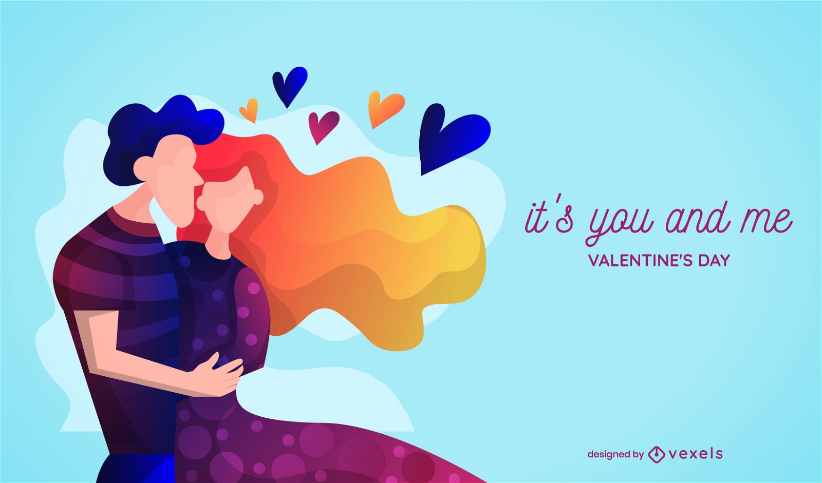 Valentine's Day couple and quote illustration