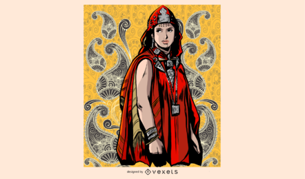 Rot gekleidete Frauen-Illustration Rot gekleidete Frauen-Illustration
